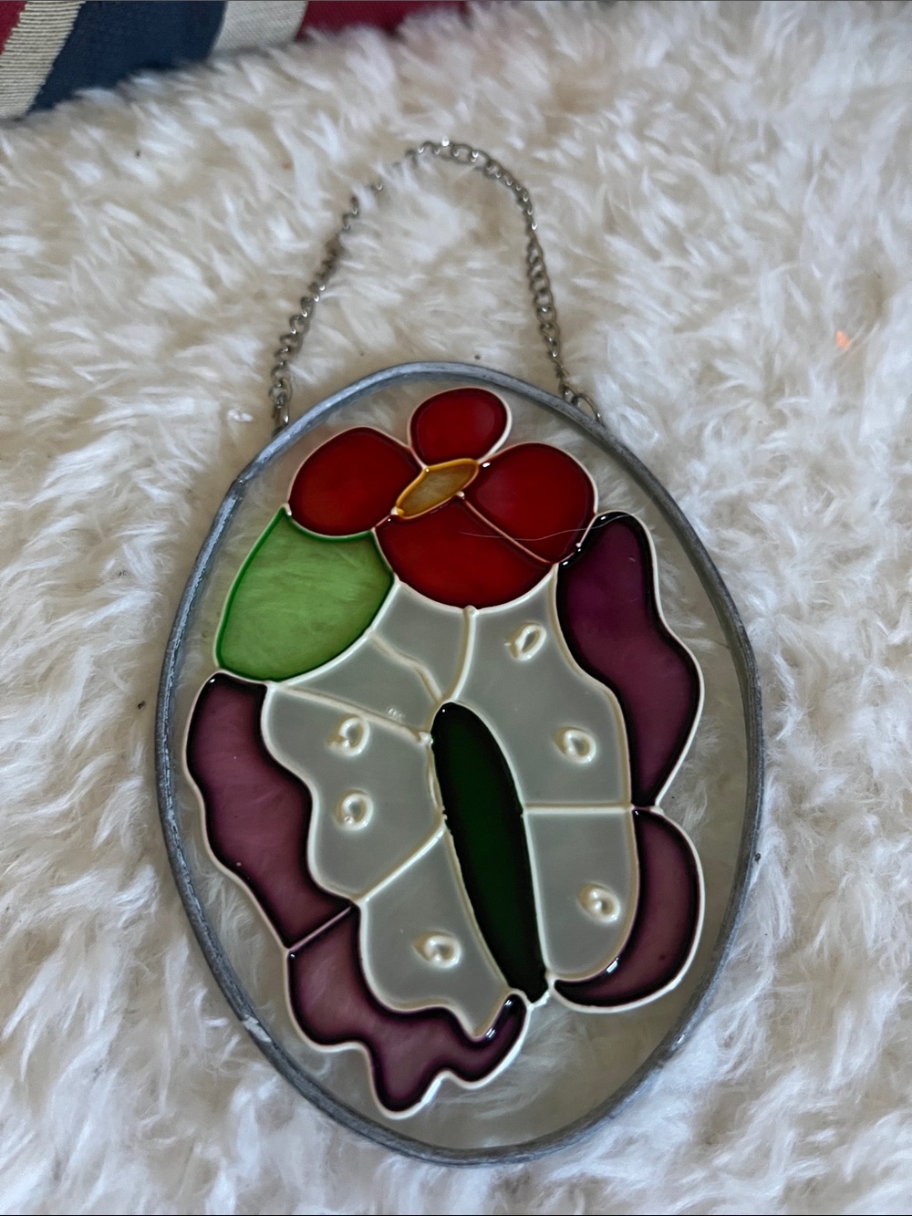 Stained Glass Butterfly Suncatcher - Red, Purple & Green